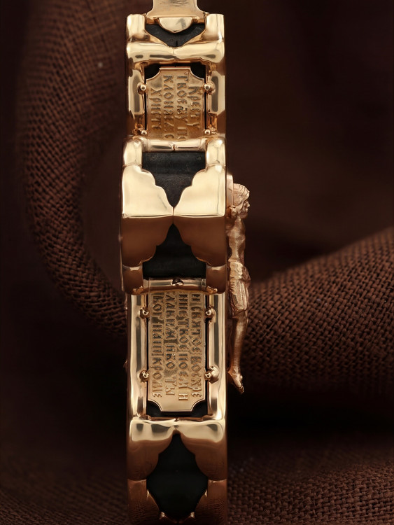 Крест из красного золота 585 пробы c эбеновым деревом