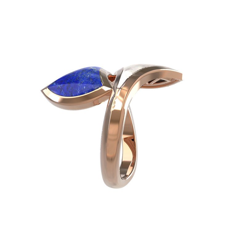 Кольцо из красного золота 585 пробы c лазуритом и перламутром