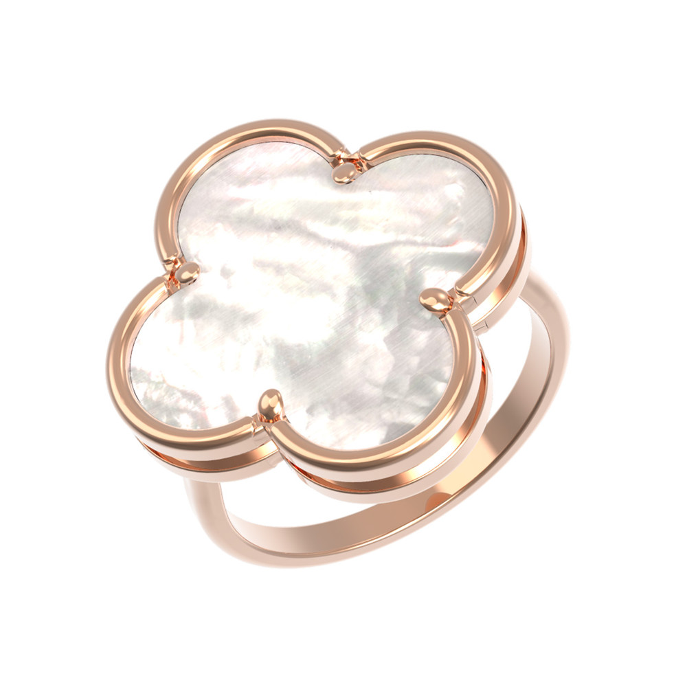 Кольцо из красного золота 585 пробы c перламутром