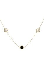 Колье из лимонного золота c ониксом и перламутром