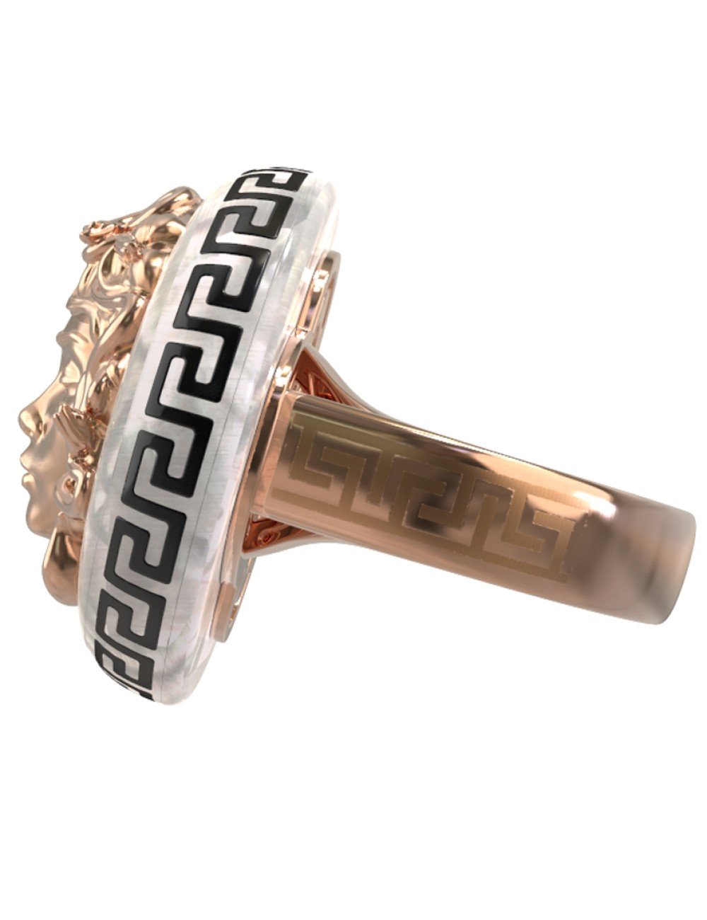 Кольцо из золота c эмалью и перламутром