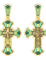 Крест из лимонного золота c эмалью и хризопразом