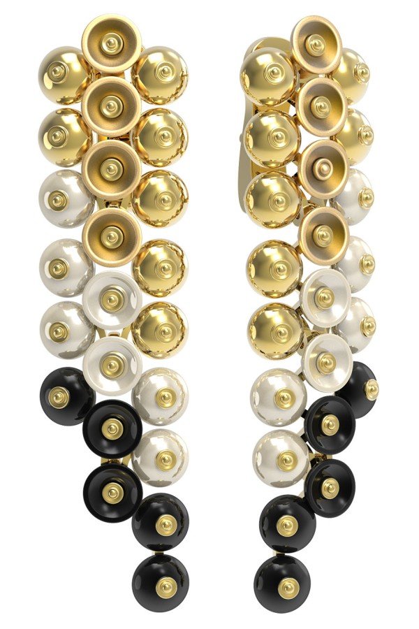 Серьги из лимонного золота c ониксом и перламутром