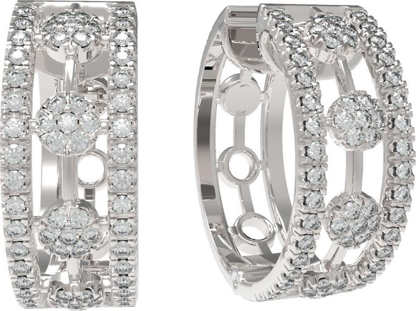 Серьги из белого золота 585 пробы c бриллиантами