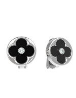 Серьги из белого золота c бриллиантами и ониксом