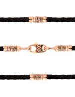 Гайтан из золота c кожаным шнурком