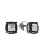 Серьги из белого золота c бриллиантами и сапфиром