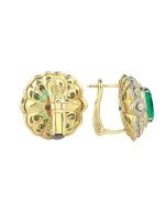 Серьги из лимонного золота c бриллиантами и изумрудом