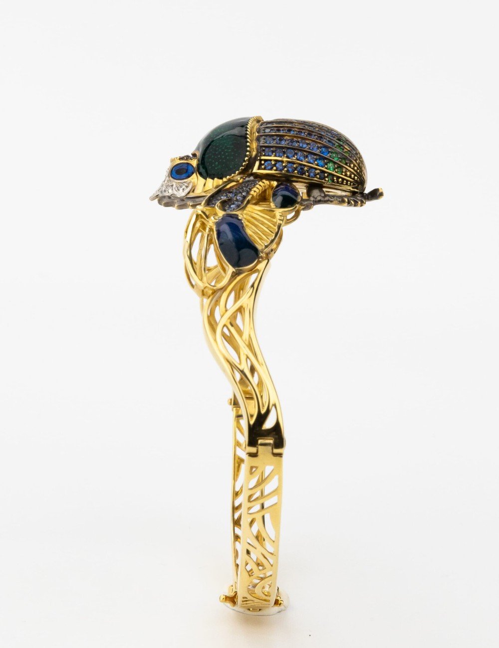 Браслет из лимонного золота c эмалью, фианитом, турмалином и эмалью