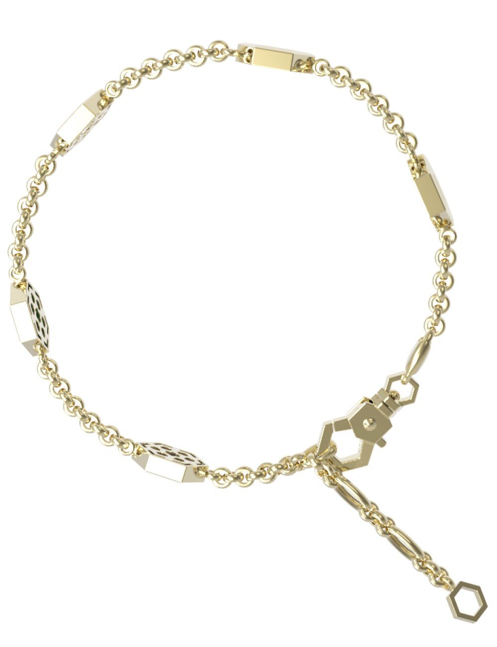 Браслет из лимонного золота c лазуритом, малахитом и перламутром