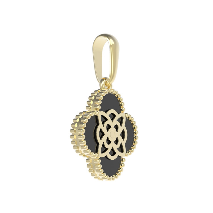 Подвеска из лимонного золота 585 пробы c бриллиантами и ониксом