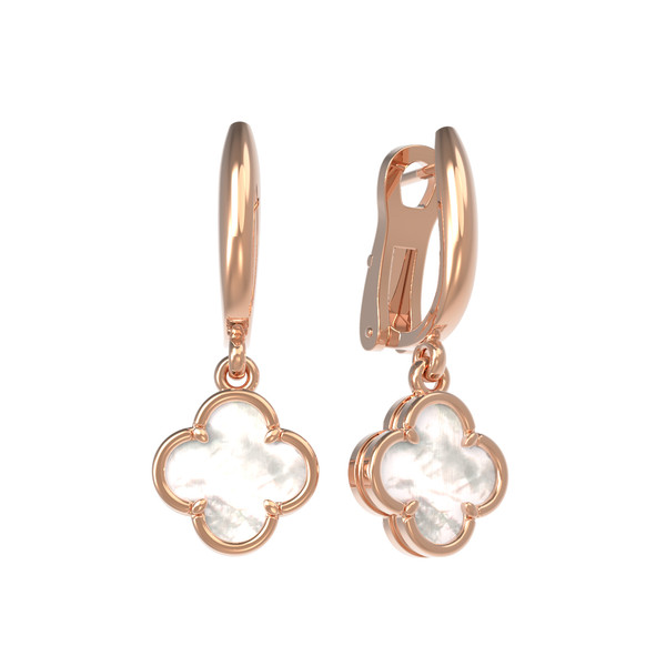 Серьги из красного золота 585 пробы c перламутром