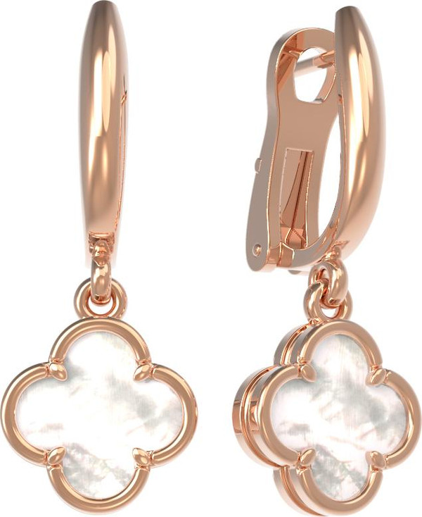 Серьги из красного золота 585 пробы c перламутром