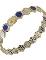 Браслет из лимонного золота c лазуритом и перламутром