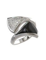 Кольцо из белого золота c бриллиантами и ониксом