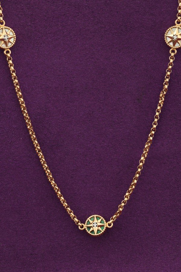 Колье из золота c бриллиантами, малахитом и перламутром