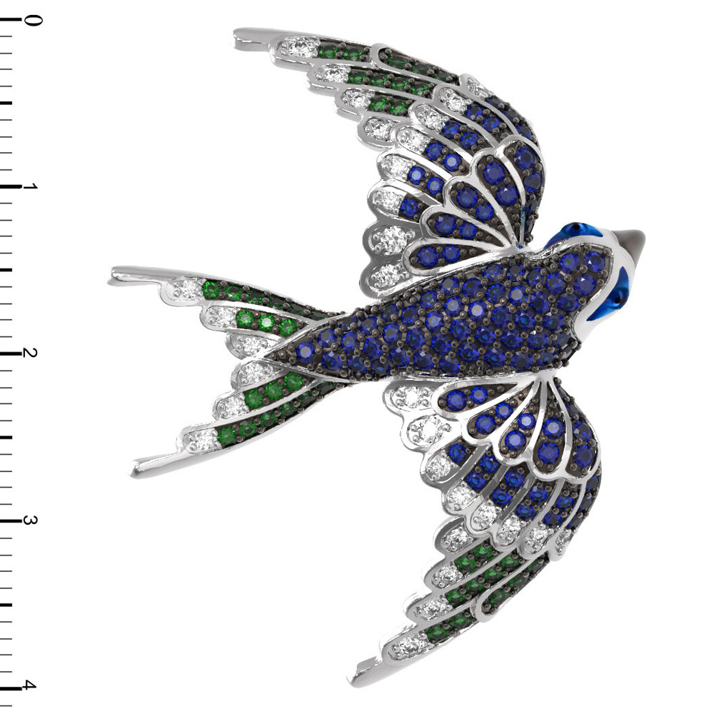 Подвеска из белого золота 585 пробы c эмалью и фианитом