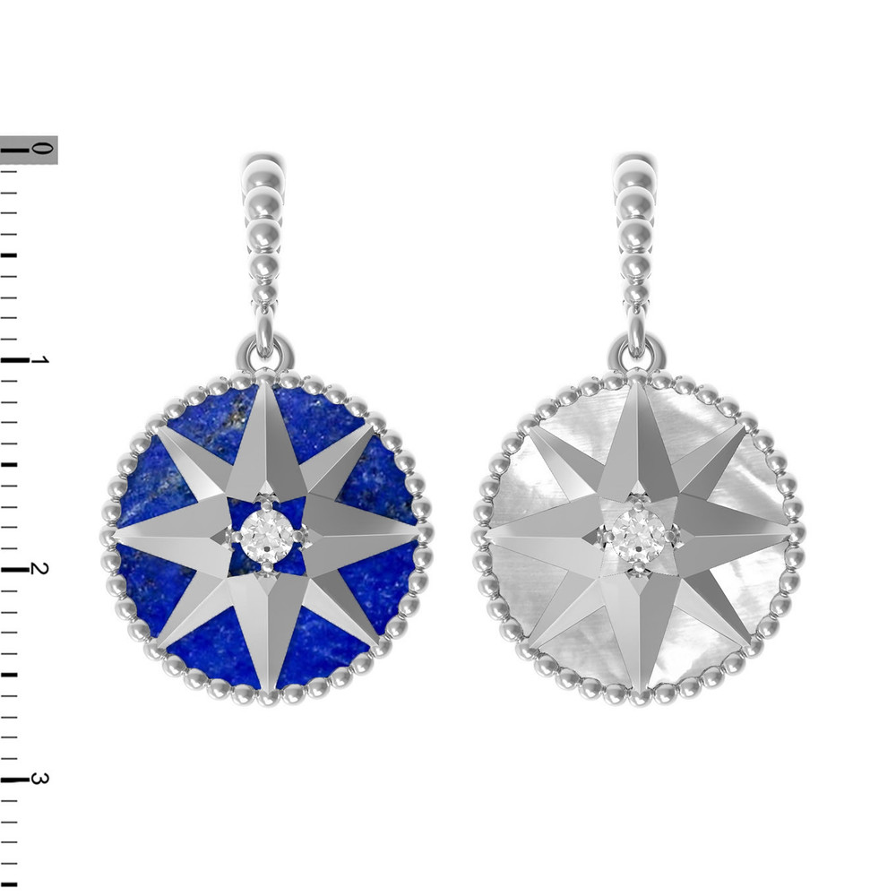 Подвеска из белого золота 585 пробы c фианитом, лазуритом и перламутром