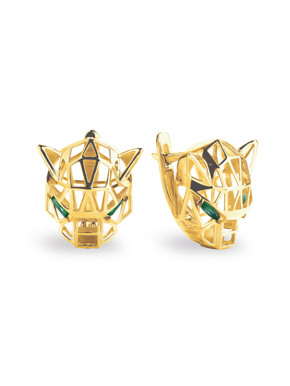 Серьги из красного золота 585 пробы c изумрудом