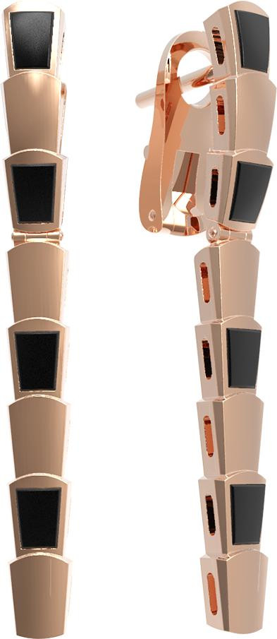 Серьги из красного золота 585 пробы c ониксом