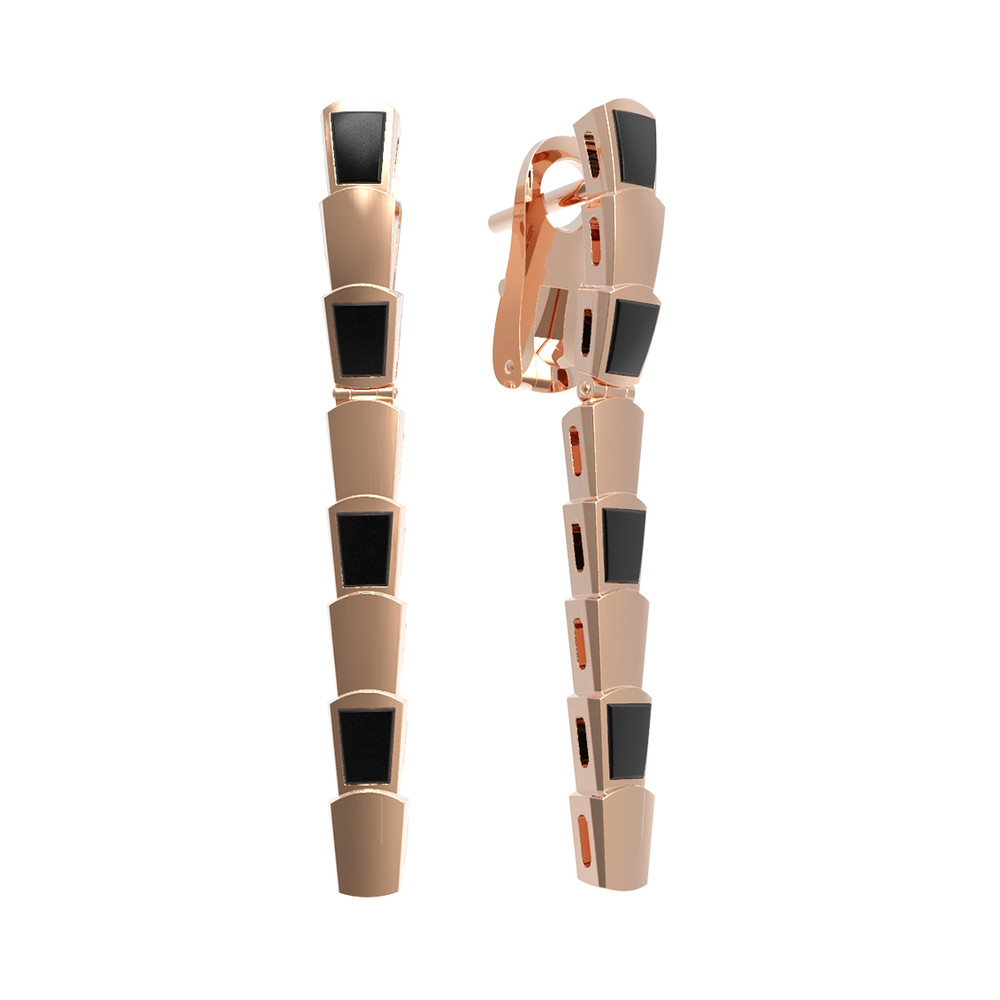 Серьги из красного золота 585 пробы c ониксом