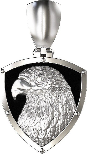 Подвеска из белого золота c бриллиантами и ониксом