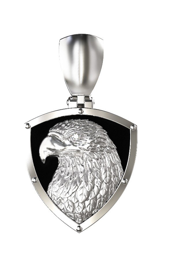 Подвеска из белого золота c бриллиантами и ониксом