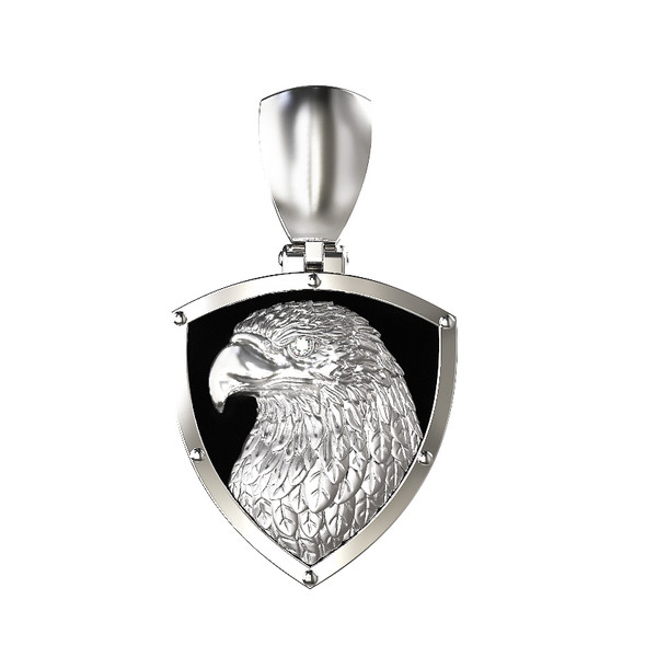 Подвеска из белого золота 585 пробы c бриллиантами и ониксом