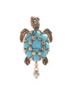 Подвеска из золота c эмалью, жемчугом и бирюзой