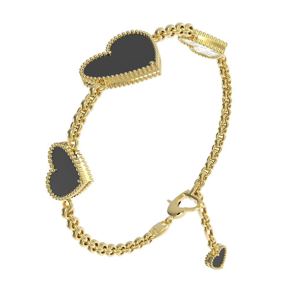 Браслет из лимонного золота 585 пробы c ониксом и перламутром