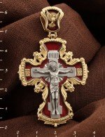 Крест из лимонного золота c эмалью