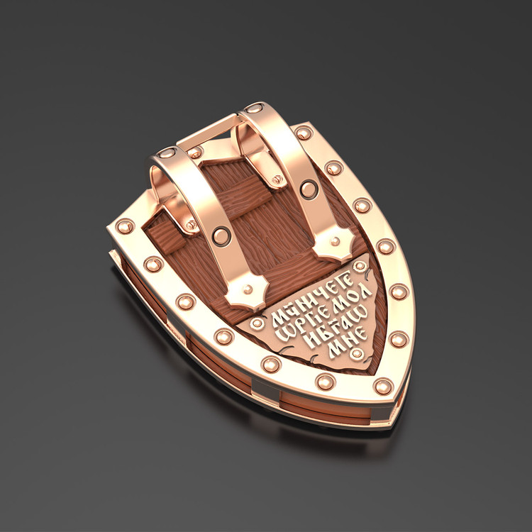 Нательная икона из красного золота 585 пробы c деревом груши