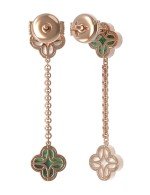 Серьги из золота c бриллиантами, малахитом и перламутром