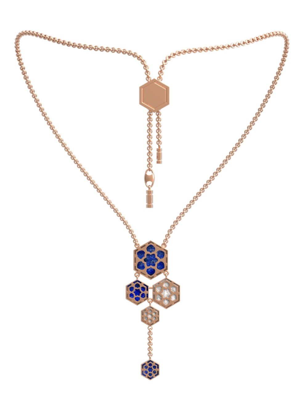 Колье из золота c лазуритом и перламутром