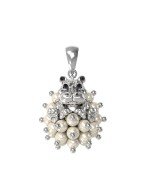 Подвеска из белого золота c эмалью и жемчугом