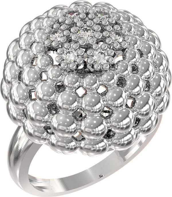 Кольцо из белого золота 585 пробы c бриллиантами