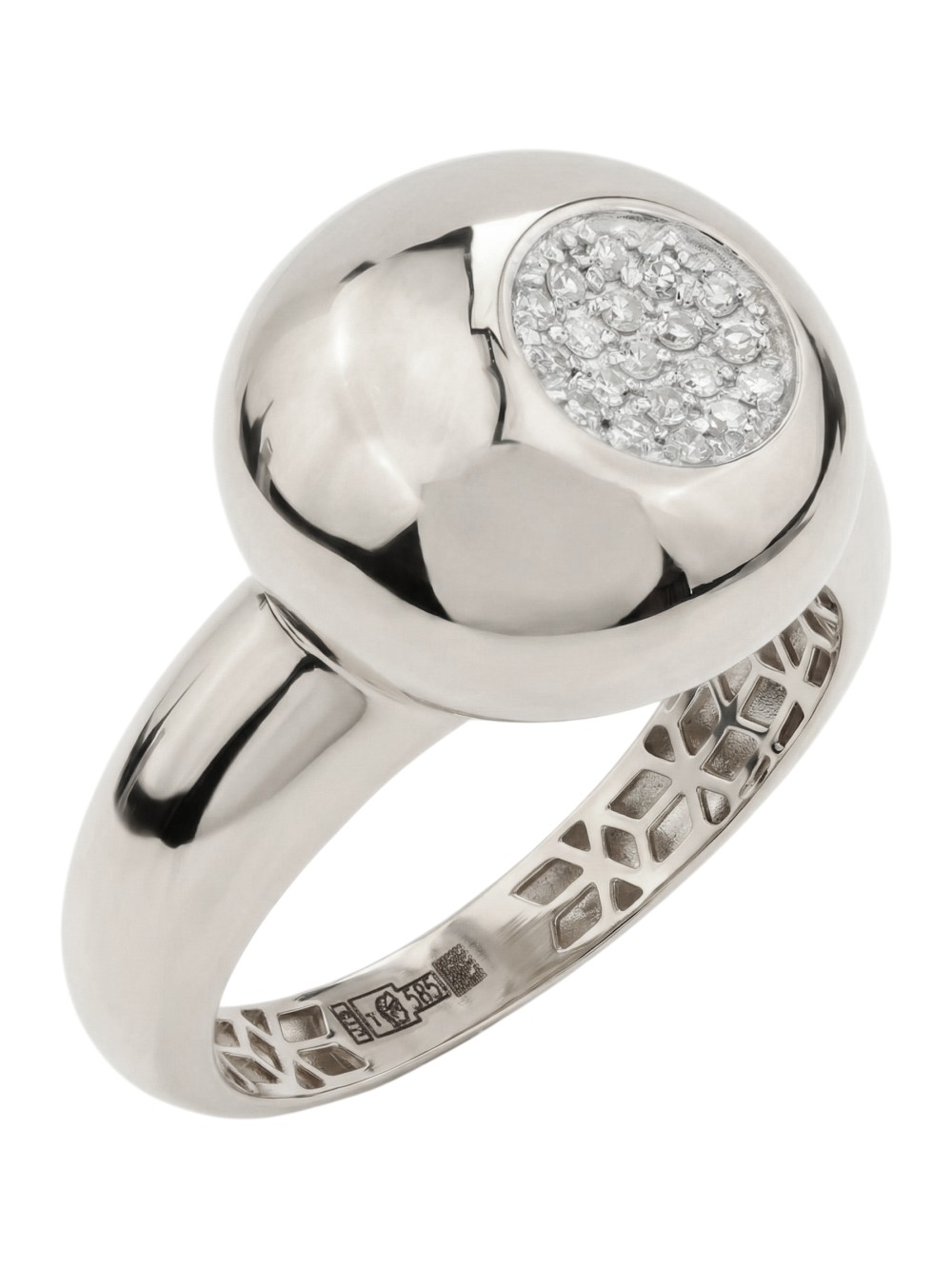 Кольцо из белого золота 585 пробы c бриллиантами