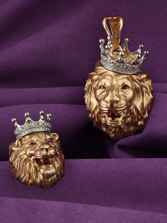 Подвеска из красного золота 585 пробы c эмалью и бриллиантами