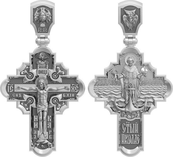 Крест из белого золота 585 пробы