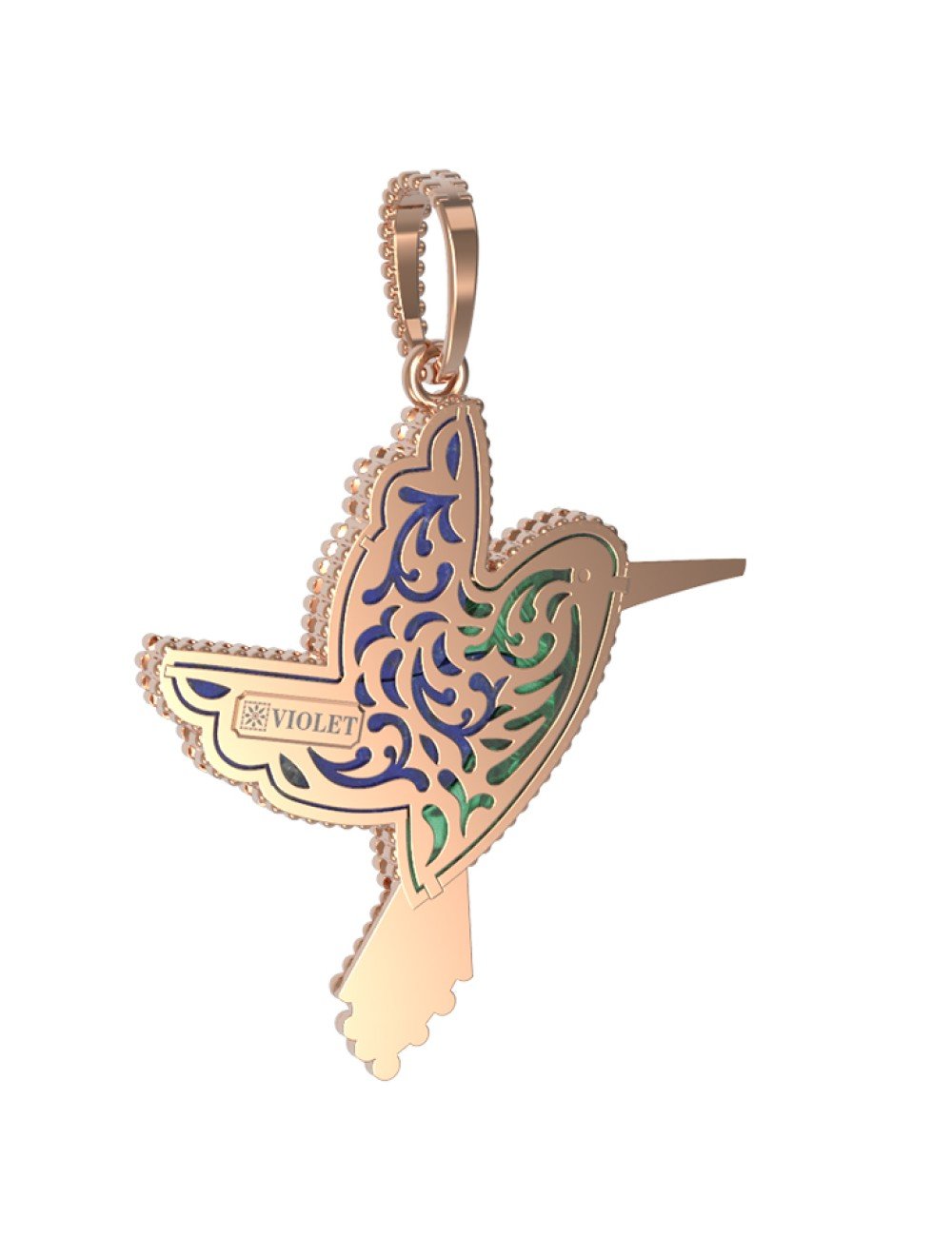 Подвеска из золота c эмалью, лазуритом и малахитом