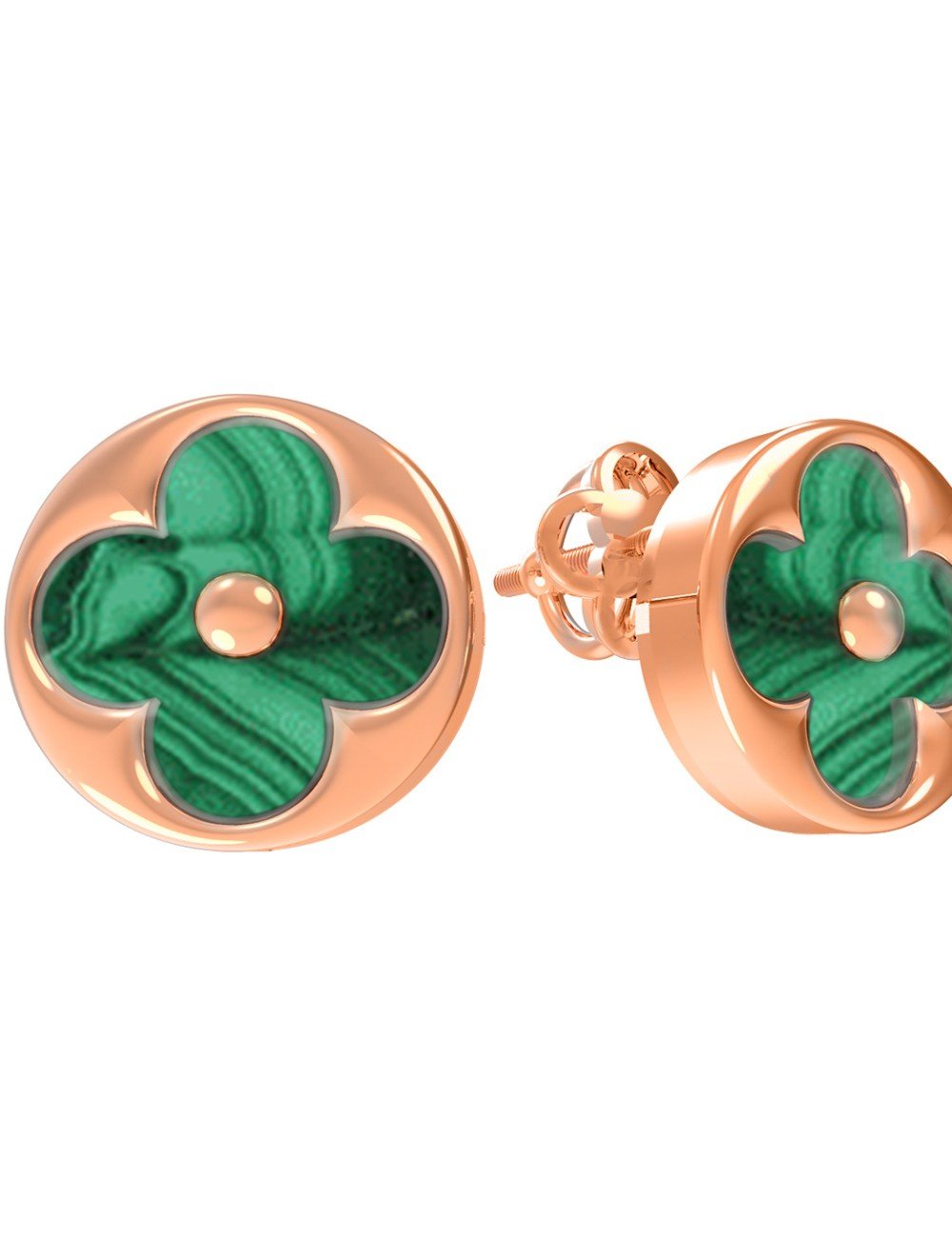 Серьги из золота c малахитом