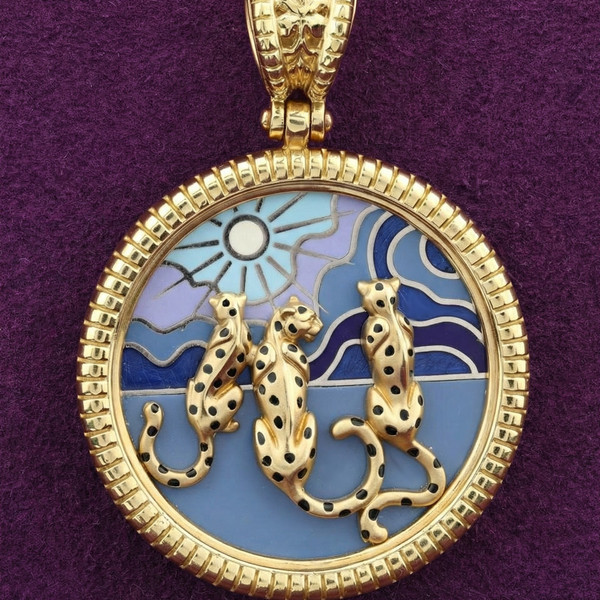 Подвеска из лимонного золота 585 пробы c эмалью