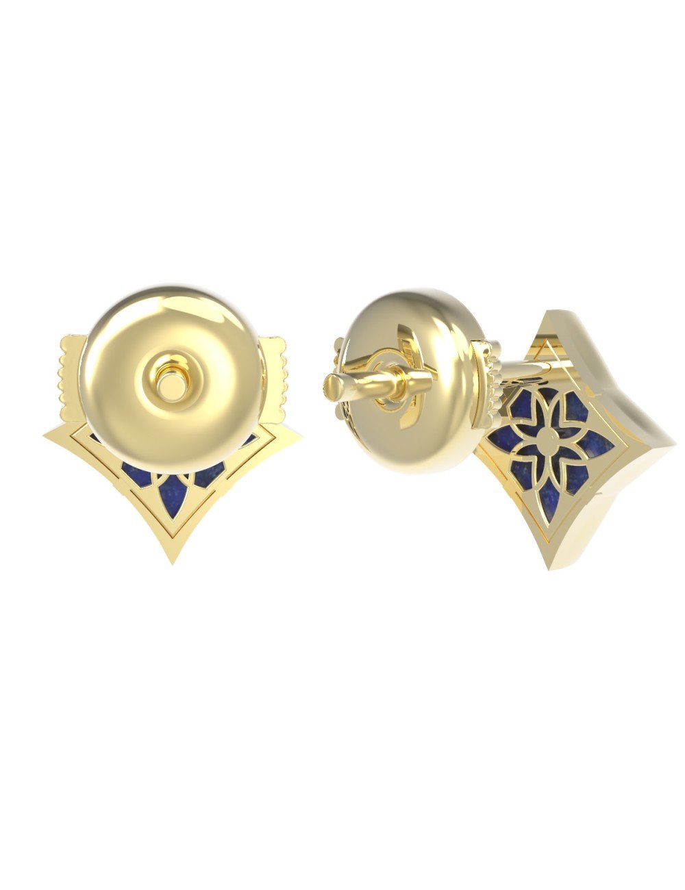 Серьги из лимонного золота c лазуритом