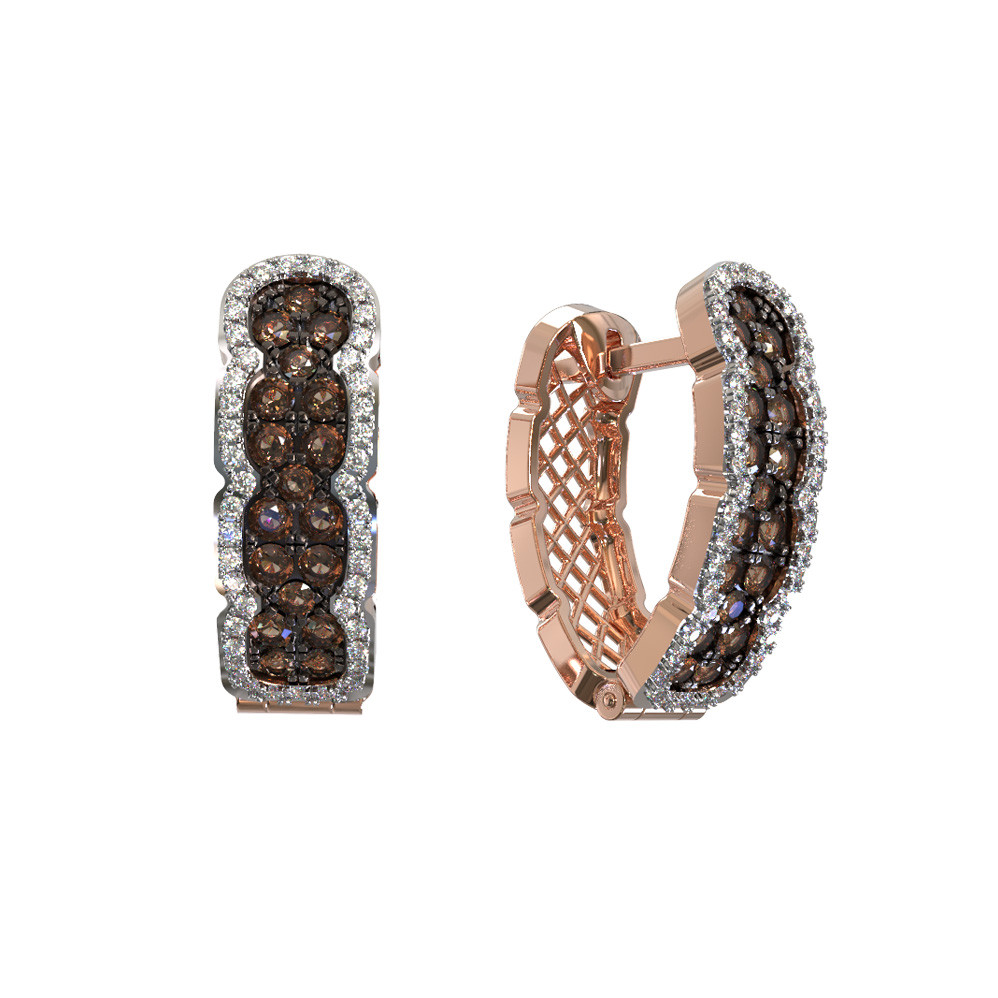 Серьги из красного золота 585 пробы c бриллиантами