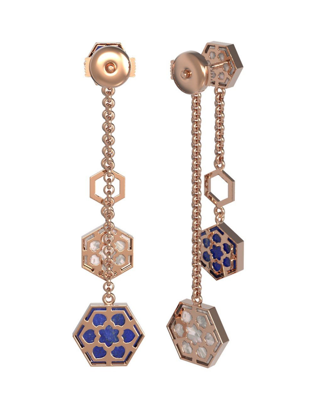 Серьги из золота c лазуритом и перламутром