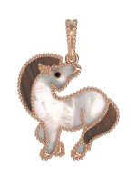 Подвеска из золота c эмалью, тигровым глазом и перламутром