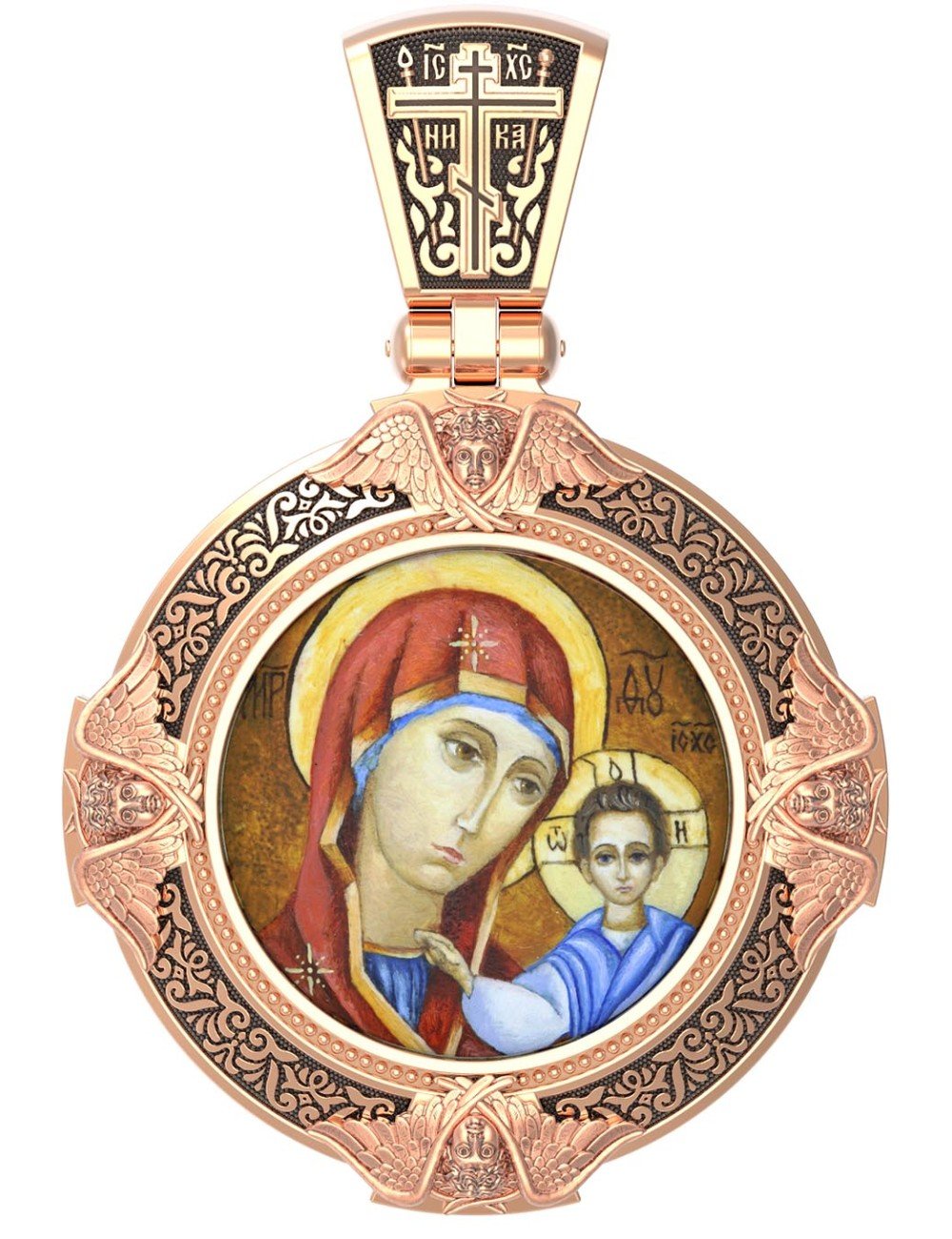 Образок из золота c эмалью и иконописью