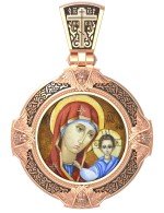 Образок из золота c эмалью и иконописью