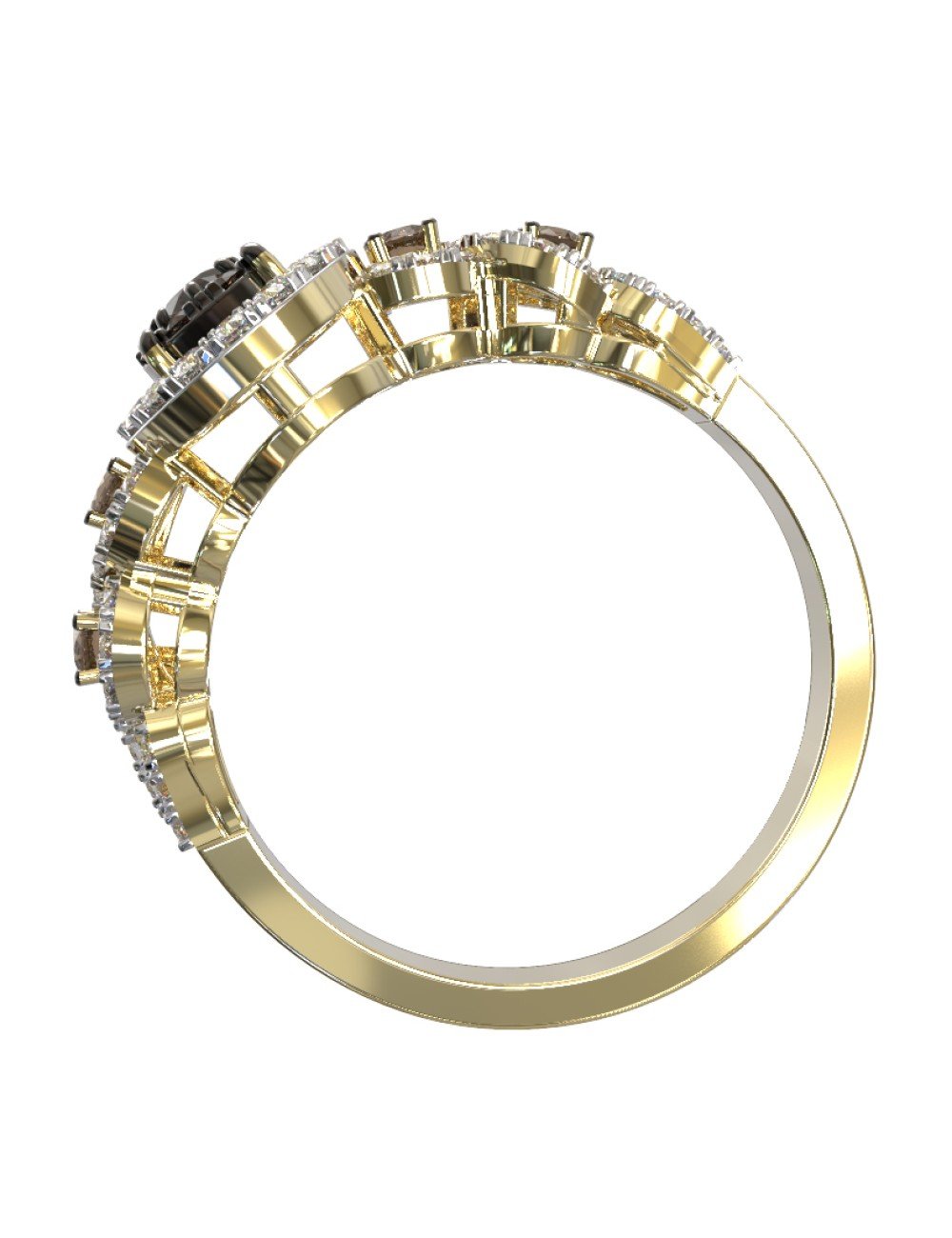 Кольцо из лимонного золота c бриллиантами