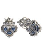 Серьги из белого золота c бриллиантами и сапфиром